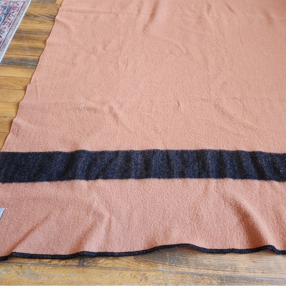 Mossfield Orange Black Striped Wool Blanket - Picture 6 of 6